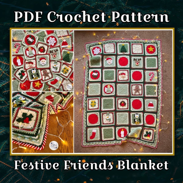 US TERMS - PDF Crochet Pattern - Festive Friends Blanket