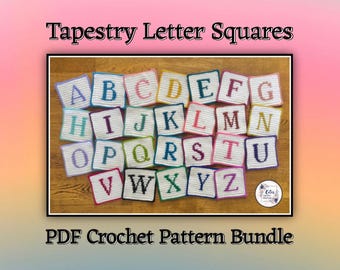 US TERMS - PDF Crochet Pattern - Tapestry Letter Squares