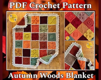 TÉRMINOS DE EE. UU. - Patrón de ganchillo PDF - Manta Autumn Woods