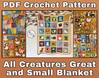 US TERMS - PDF Crochet Pattern - All Creatures Great and Small Blanket