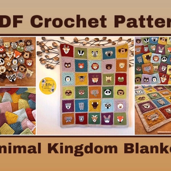 UK TERMS - PDF Crochet Pattern - Animal Kingdom Blanket