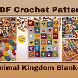 US TERMS PDF Crochet Pattern Animal Kingdom Blanket zdjęcie 1