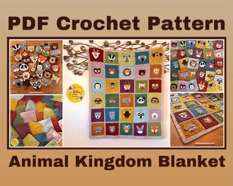 US TERMS PDF Crochet Pattern Animal Kingdom Blanket zdjęcie 1
