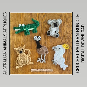 UK/US Terms - PDF Crochet Patterns - Australian Animals Appliqués Bundle
