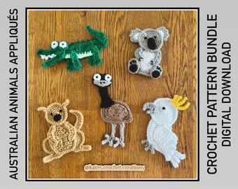 UK/US Terms - PDF Crochet Patterns - Australian Animals Appliqués Bundle