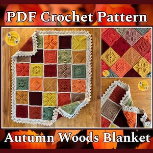 UK TERMS - PDF Crochet Pattern - Autumn Woods Blanket