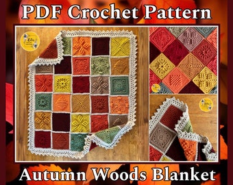 TÉRMINOS DEL REINO UNIDO - Patrón de ganchillo PDF - Manta Autumn Woods