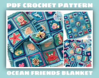 UK TERMS - PDF Crochet Pattern - Ocean Friends Blanket