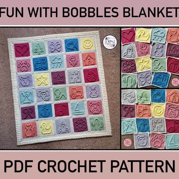 UK TERMS - PDF Crochet Pattern - Fun with Bobbles Blanket