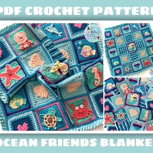 US TERMS - PDF Crochet Pattern - Ocean Friends Blanket
