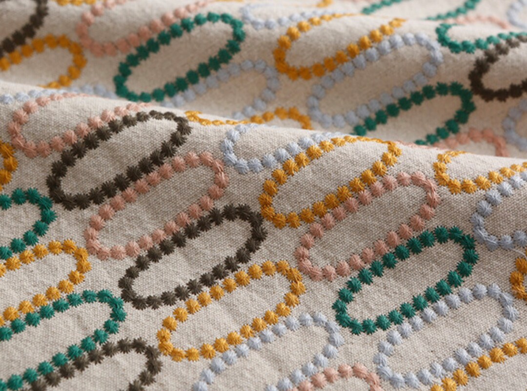 Cotton Linen Embroidery Fabric, Floral Fabric,embroidered Fabric for