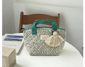 Borsa per il pranzo isolata con fiori trapuntati, borsa isolante termica per picnic in ufficio scolastico, regalo per bambini donna