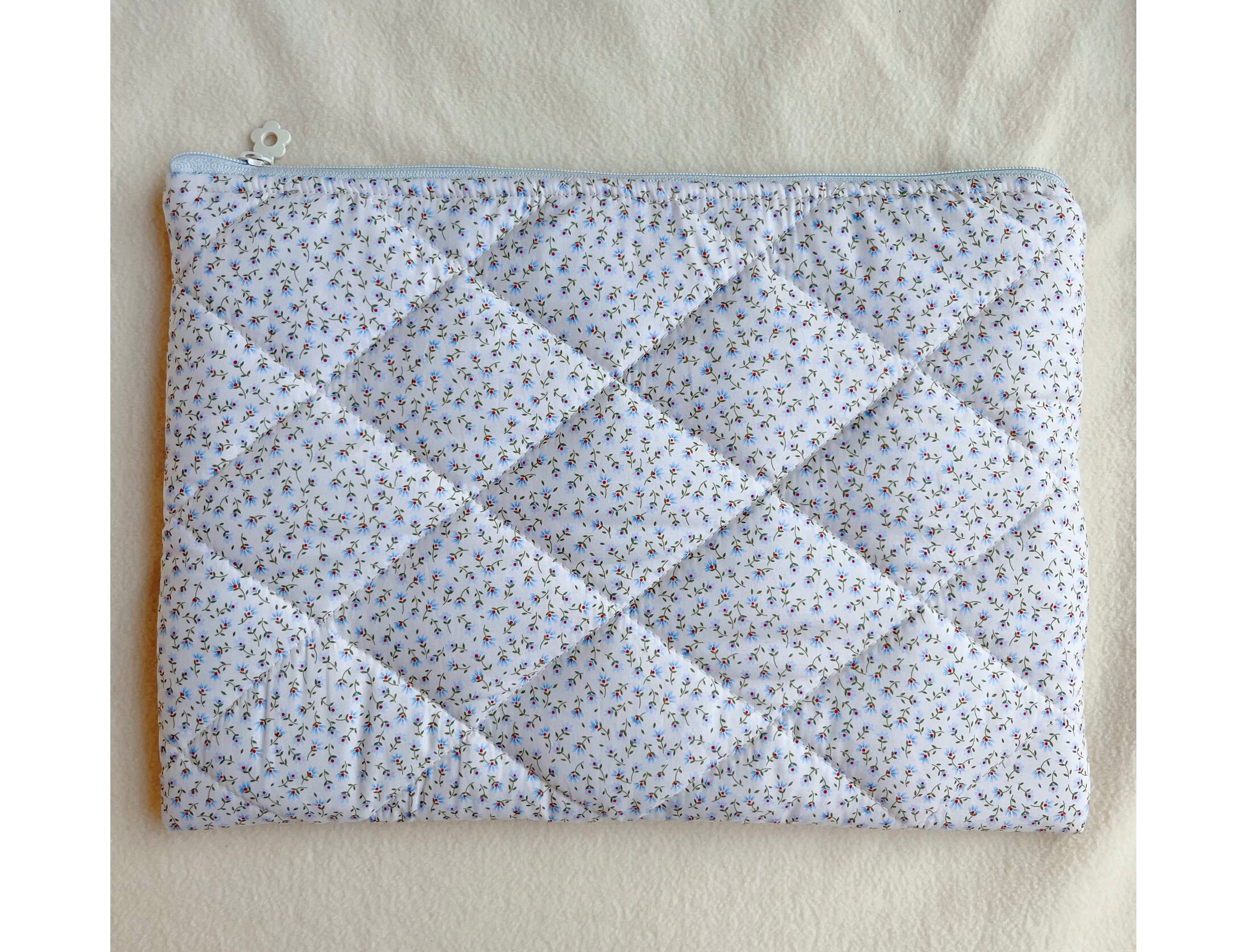 Handmade Quilted Laptop Sleeve Quilted iPad Pouchblue Floral Etsy