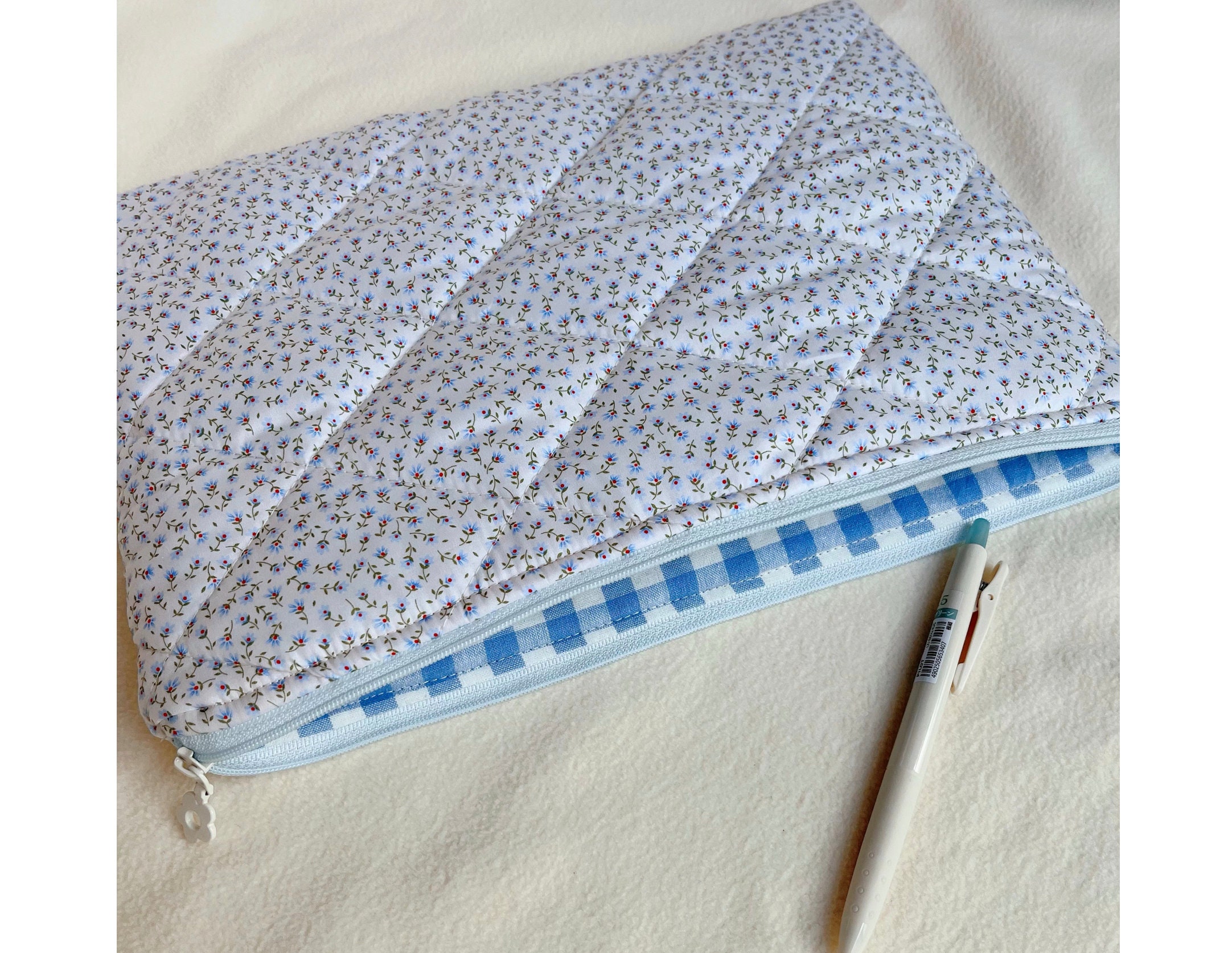 Handmade Quilted Laptop Sleeve Quilted iPad Pouchblue Floral Etsy