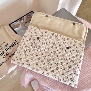 Housse pour ordinateur portable matelassée, étui pour iPad Air Pro, sac pour ordinateur portable à fleurs matelassées, pochette pour ordinateur portable/tablette, sac pour ordinateur portable, sac de protection portable pour clavier image 5