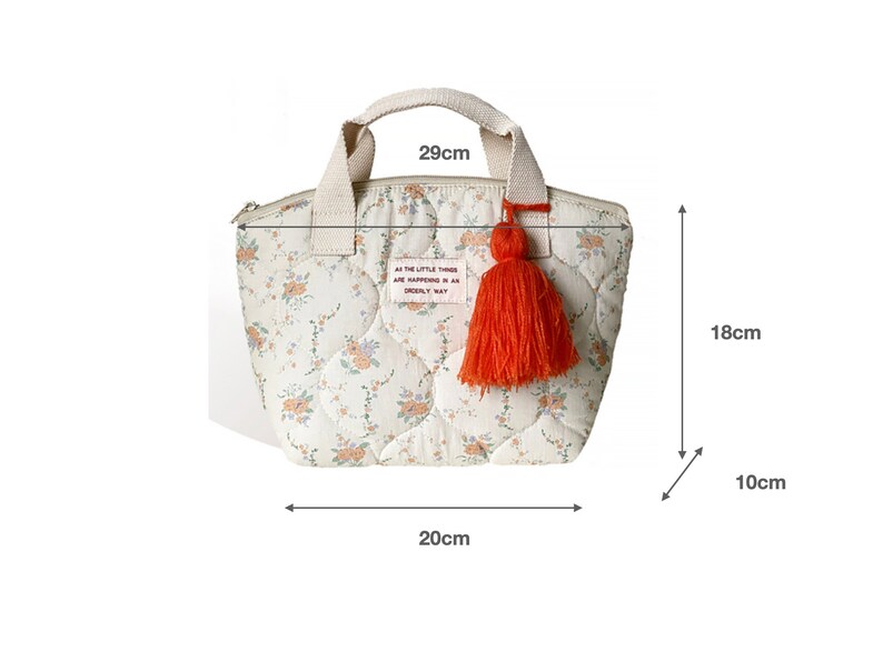 Sac à lunch isolé avec fleurs matelassées, Sac à isolation thermique pour pique-nique au bureau de l'école, Cadeau pour enfants et femmes image 7