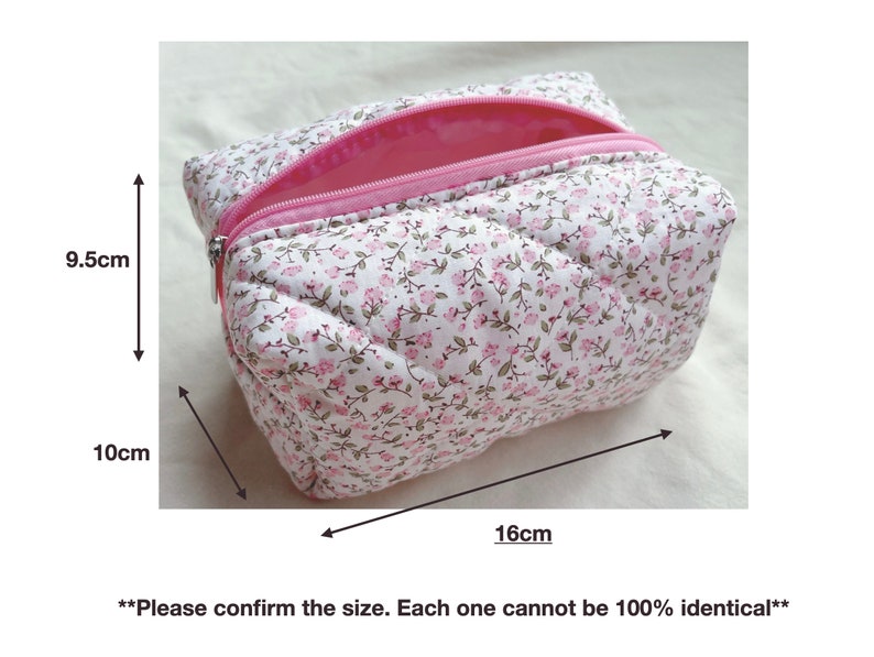 Roze/paarse bloemen gewatteerde make-up tas, cosmetische organisator, opbergtas, gewatteerde reisetui, kerstcadeau, bruidsmeisje cadeau, cadeau voor haar afbeelding 10