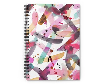 Abstract Watercolor Brushstrokes Spiral Notebook - Ruled Line