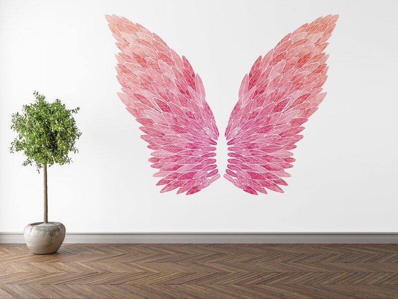 Pink Angel Wings Wall Mural Selfie Wall Girls Bedroom Etsy