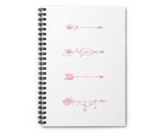 Boho Arrows Spiral Notebook - Ruled Line - Blush Pink or Blue