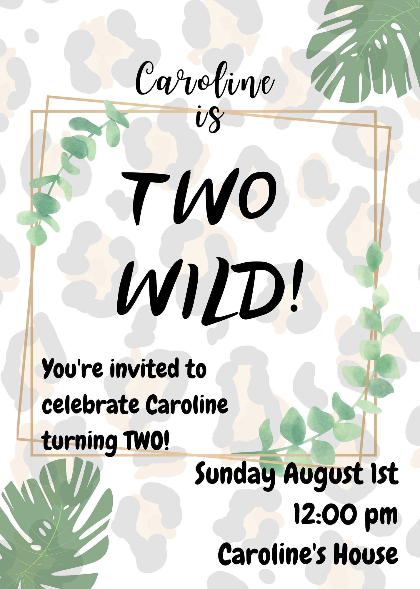 DIGITAL TWO WILD birthday invitation Etsy