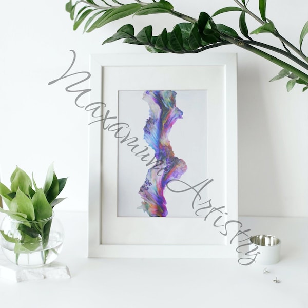 Purple and Blue Paint Pour Digital Download | Printable Wall Art | Printable Fluid Art | Digital Acrylic Pour | Digital Art | Printable Art