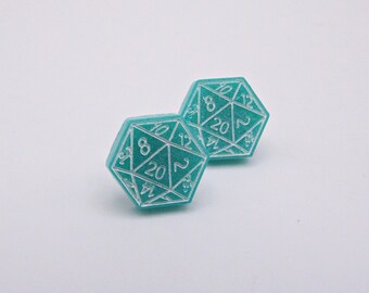 Teal or Purple D20 Earrings | Dice Earrings | Resin Dice | Dice Jewelry | Nerd Jewelry | D&D Dice | DND Dice | Teal Stud Earrings