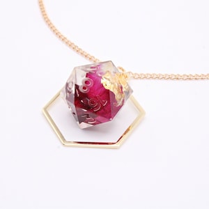 Red D20 Dice Necklace DISCOUNTED FOR IMPERFECTIONS | Dnd Jewelry | Rose Dice | Dice Jewelry