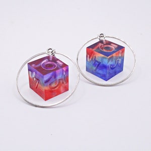 Rainbow D6 Earrings | Dice Earrings | Resin Dice | Dice Jewelry | Nerd Jewelry | D&D Dice | DND Dice | Pride Earrings | DND Earrings