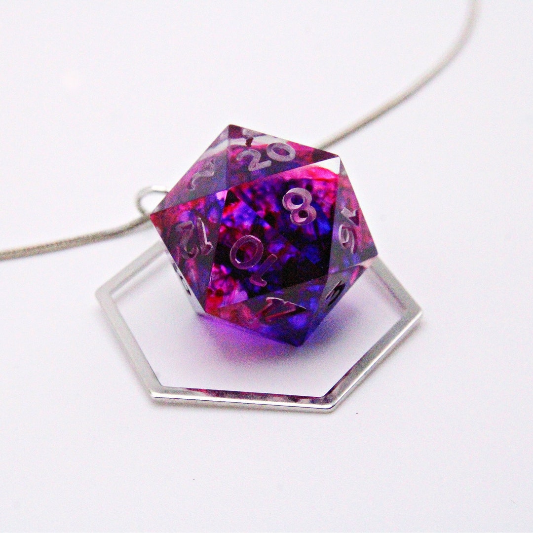 D20 Galaxy Dice Necklace Dnd Jewelry Resin Dice Dungeons and Dragons D and D Dice Handmade Dice