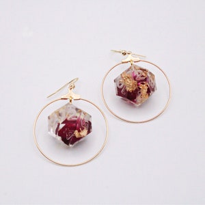 Rose and Gold D12 Earrings | Dice Earrings | Gold Dice | Dice Jewelry | Resin Dice | D&D Dice | DND Dice | Rose Dice earrings | DND Earrings