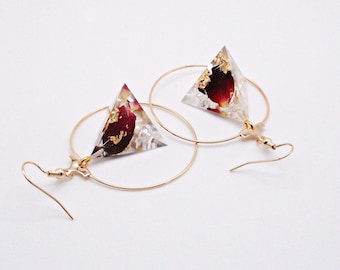 Rose D4 Earrings | Dice Earrings | Gold Dice | Dice Jewelry | Resin Dice | D&D Dice | DND Dice | Rose Dice earrings | DND Earrings