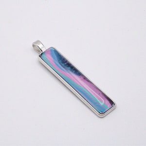 Pink Wave | Trippy Glass Pendant | Purple Glass Pendant | Lavender pendant | Bar Necklace | Rectangle Glass Pendant|Sterling Silver