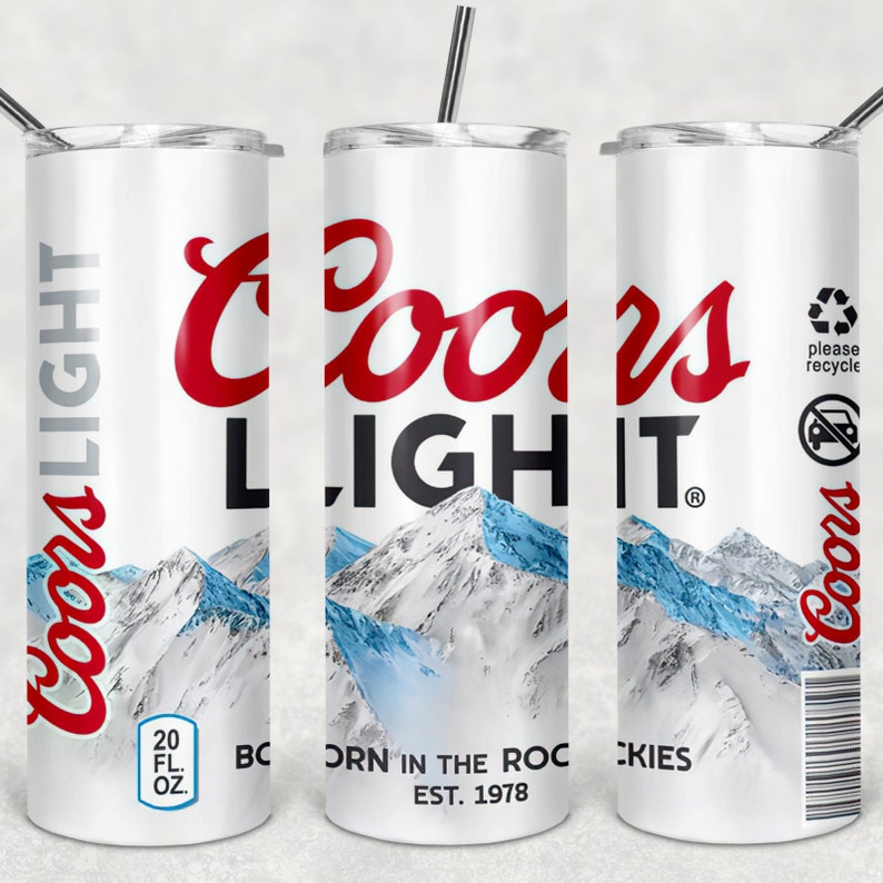 Coors Light Tumbler / Beer Label Tumbler / 20oz Skinny Tumbler