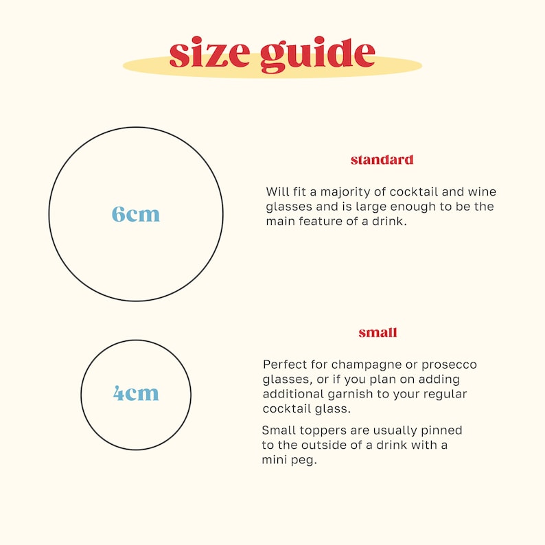 cocktail topper size guide