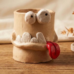 Handmade ceramic monster pot | Funny clay flower pot | Ceramic pen holder | Humorous utensil holder | Unique ceramic gift