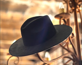 Explorer BLACK Hat Suede Hat Unisex Boho ANDANZA -  Lisbon Model