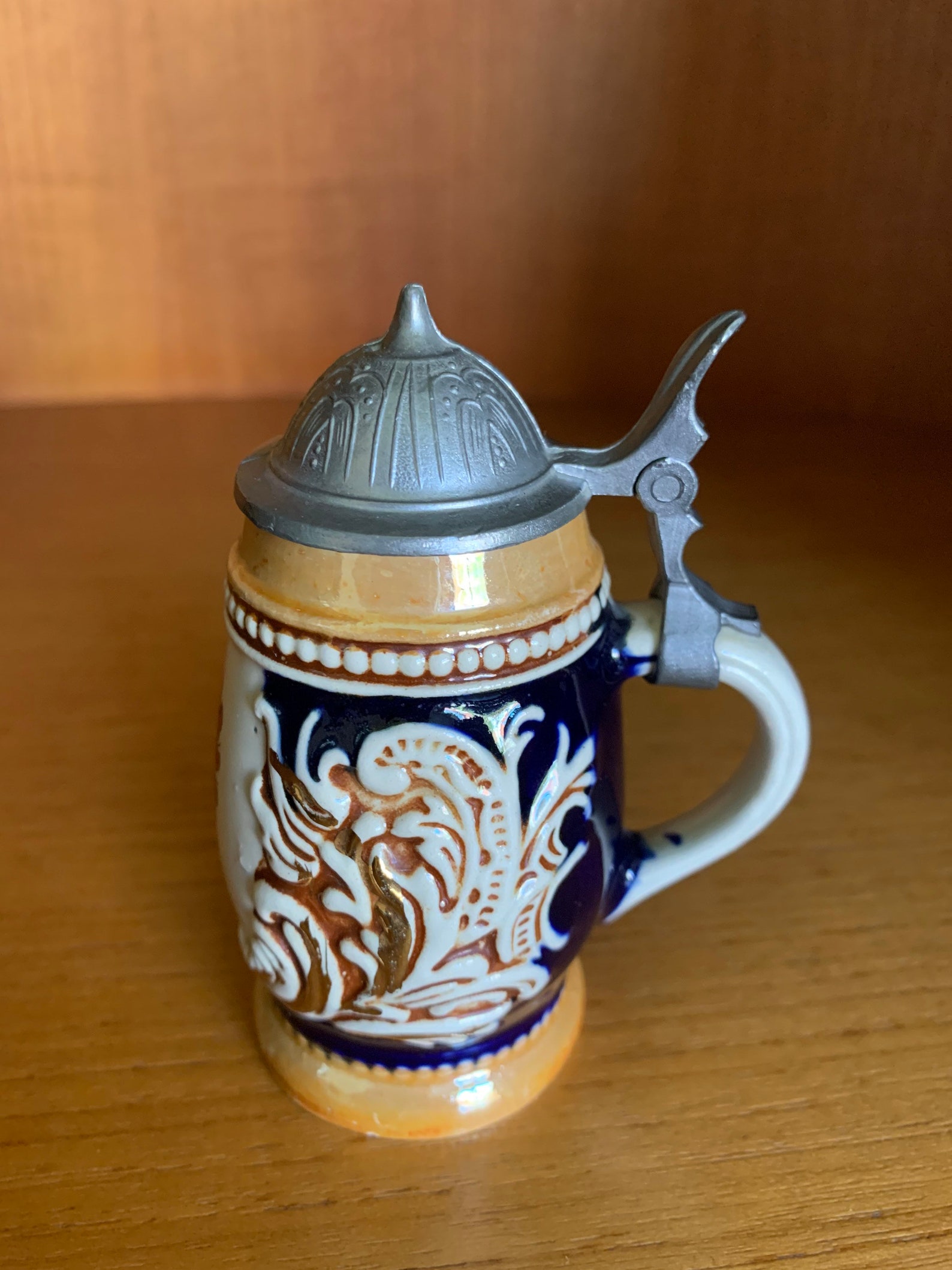 Small Ceramic Tirol Beer Tankard With Lid Etsy