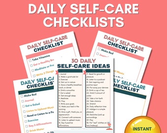 Self Care Checklist Printable for Adults | Habit Tracker | Self-Love | Goals | Health