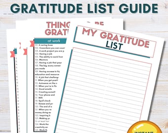 Imprimibles de lista de gratitud / Plantilla imprimible de gratitud / Cosas por las que estar agradecido imprimible / Healthy Happy Impactful™