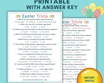 Easter Trivia Party Game, Easter Trivia Quiz, Printable Easter Party Game, Easter Trivia Feud, Easter Family Game Night, Easter Games