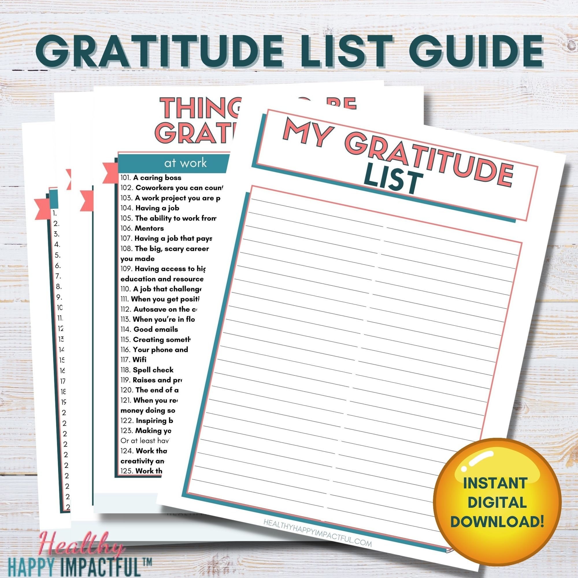 Gratitude List Printables | Gratitude Printable Template | Things to Be ...