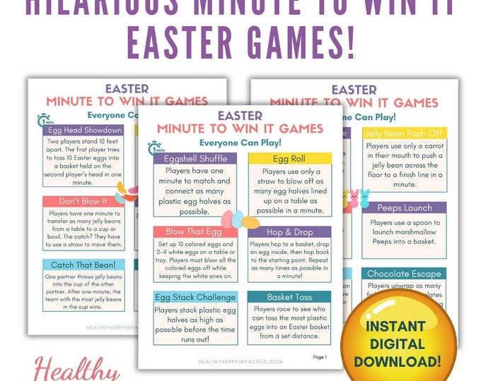 Win Win Activity Easter Minute to Win It Party Game, Easter Printable Game, Kids Easter ...