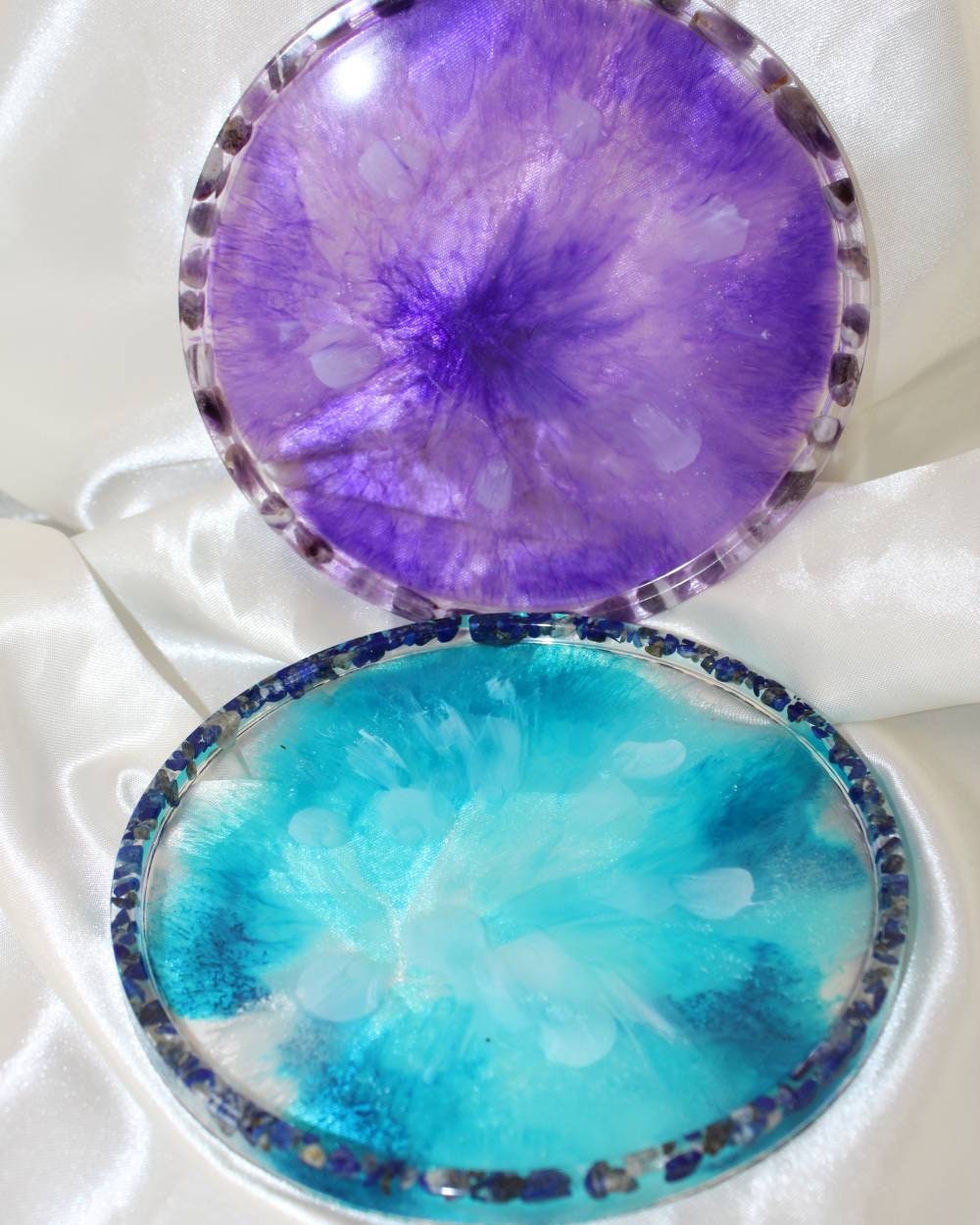 Plateau Rond avec Pierre Naturelle en Résine Époxy. Sylemacreation