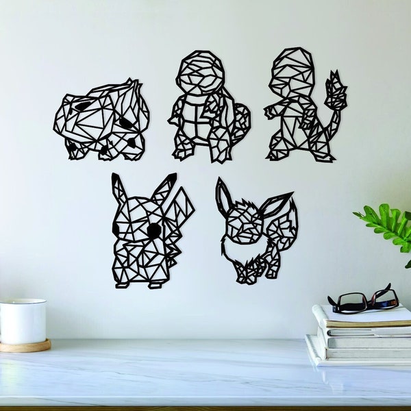 POKEMON WALL DECOR - Wooden Wall Decor, Geometric Wall Art, Pokemon Wall Art, Pokemon, Pokemon Art, Pokemon Gift, Wall Décor