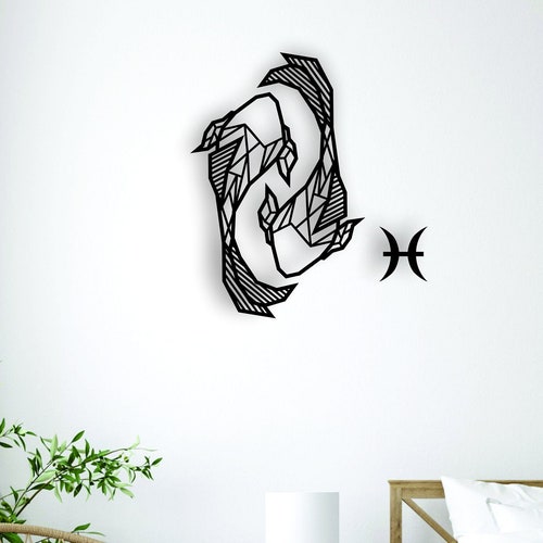 PISCES WALL DECOR Wooden Wall Decor Horoscope Astrology Etsy
