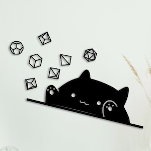 CAT DICE DECOR - Dice Dice, DnD Wall Art, DnD Gifts, Wall Decor, DnD Dice Decor, D20 Art, Nerd Decor, DnD Art, Dice Wall Art, DnD, Nerd Gift