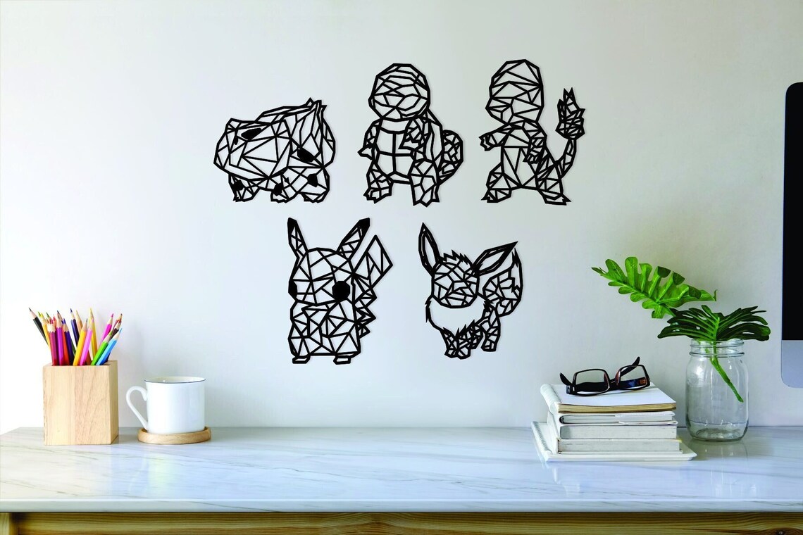 POKEMON WALL DECOR Wooden Wall Decor Geometric Wall Art Etsy