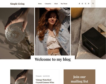 Premade responsive blogger template, Responsive Blogger Theme, Blogger Theme, Minimalist + Free Installation - Simple Living