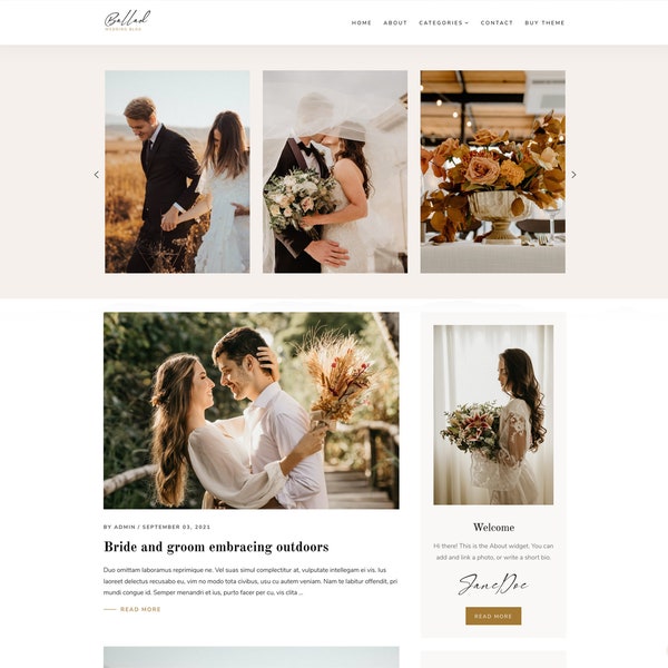 Ballad - Blogger Template, Premade Blogger Theme, Responsive Blogger Template, Responsive Blogger Theme, Minimalist Blogger Theme, Wedding